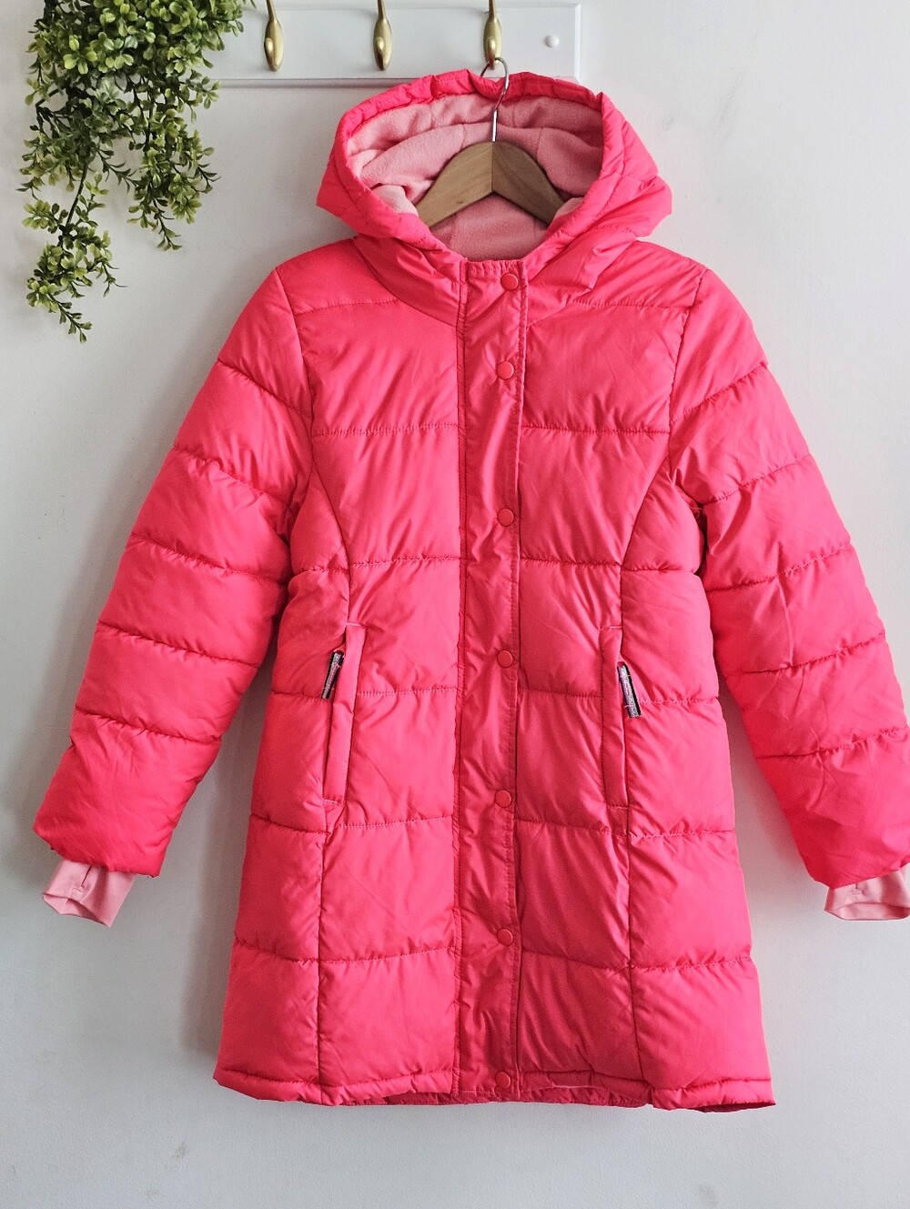 Amazon Essentials Girls Pink Puffer Coat XL 10 NWOT Fleece Lined Hooded